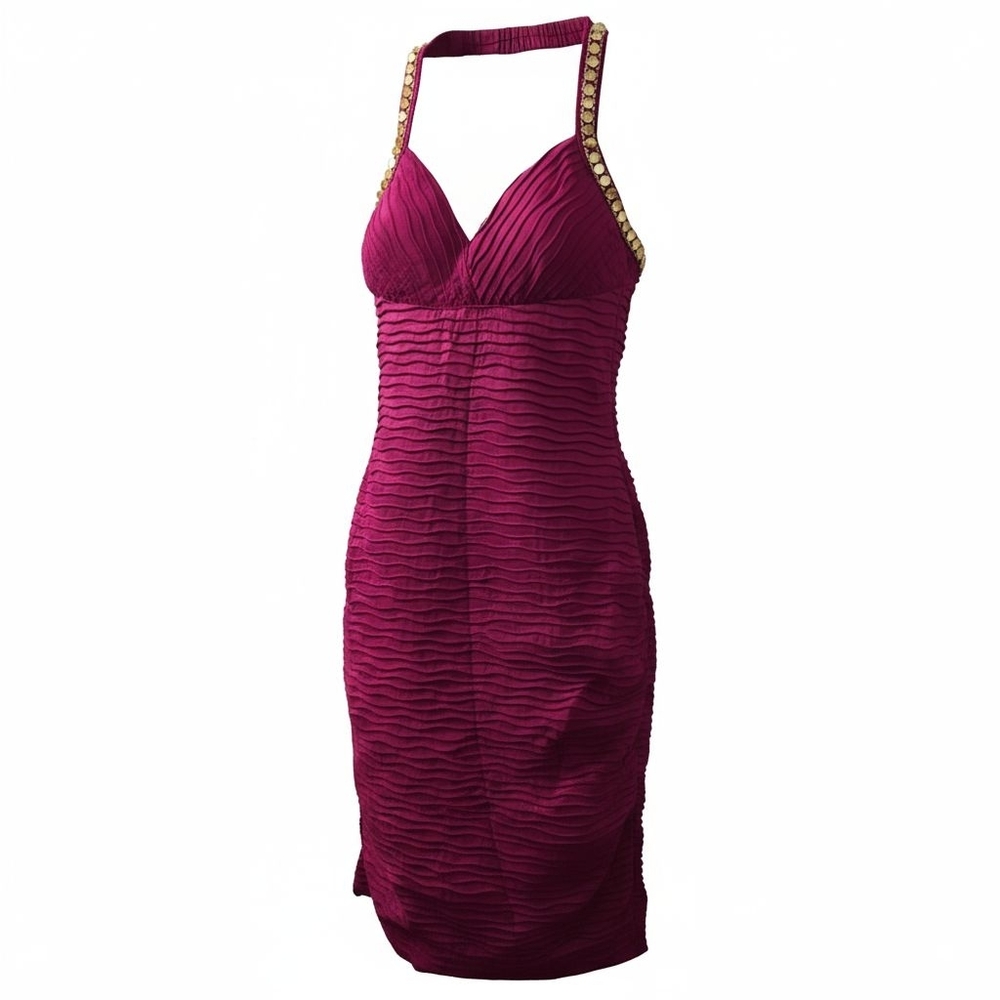 Elegant Backless Fuchsia Dress